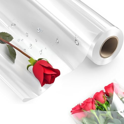 3 ml tjock klar cellofanfolie, klar cellofanrulle, transparent genomskinliga filmer cellofan rulle presentpapper för blommor, presentkorgförpackning, 80 cm x 30 m (transparent, 40 cm x 15 m)