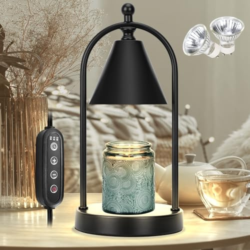 Soilsiu Candle Warmer Lamp with Timer Aromatherapy Lamp is a Beautiful Gift for Mom Dimmable Candle Lights for Parties Hosting Guests and Relaxation, Black