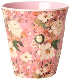 Rice Gobelet en mélamine taille moyenne – Motif fleurs roses – Gobelets pour enfant Vaisselle de camping Tasse à boire en mélamine incassable sans BPA 250 ml