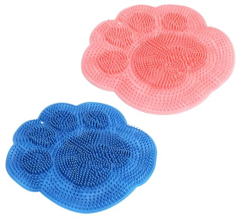 Fußbürste für die Dusche,Duschbürste Rücken,Bath Massage Pad mit Rutschfesten Saugnäpfen,Körperbürste für die Reinigung von Rücken, Ellbogen, Hüfte(Blau+Pink)