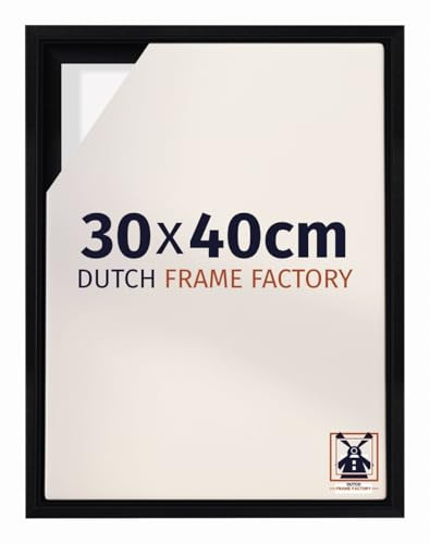 Dutch Frame Factory - Schattenfugenrahmen 30x40 cm Schwarz Matt - MDF | Schattenfugenrahmen für Leinwände, Geeignet für Leinwände bis 2 cm Dicke, Ohne Rückwand und Glas, Made in Holland