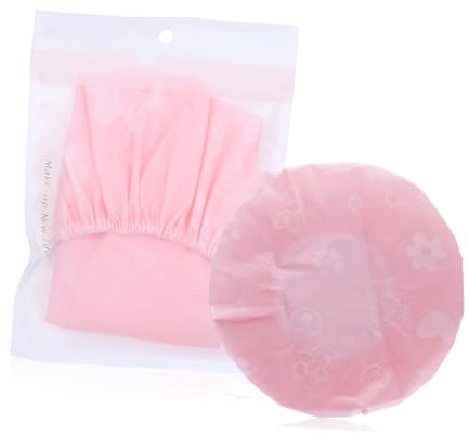 DONFAMDS 2Pcs EVA Shower Caps, Waterproof Reusable Bathing Hats, Fits Different Head Circumferences, Pink, for Cleaning Face and Make
