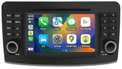 Navigazione GPS per auto Android da 7 pollici per Mercedes ML W164 2005-2012, CarPlay wireless, Android Auto, lettore DVD Bluetooth, Wi-Fi, modalità touch split screen per Netflix WhatsApp Spotify
