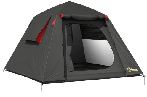 Outsunny Tente de Camping Dôme 2 Personnes Imperméable 3000mm Gris Foncé | 3-4 Saisons, Grande Hauteur 150cm, Montage Rapide, 2 Portes, Abri de Bivouac Autoportant, 22 Piquets