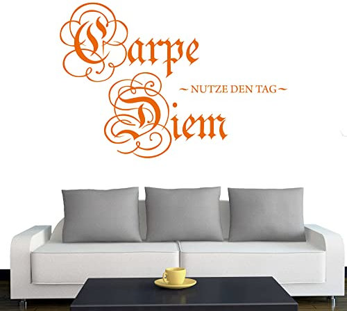 A275 - Adhesivo de pared Carpe Diem (disponible en 40 colores y 3 tamaños), vinilo, naranja claro, 155cm x 105cm