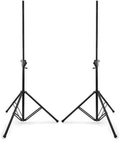 Vonyx LS93 Professional Heavy Duty DJ PA Speaker Stands Pair with Wind-Up Crank Winch, 70kg Max Load, Height Adjustable 134-205cm, Steel Construction, 35mm Pole Mount, Portable Design