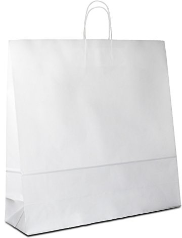 Papiertüten weiß mit Kordel-Henkel I 150 Stk. 45+17x48cm I Papiertragetasche für Einzelhandel, Hochzeit, Geburtstag, TO-GO I Geschenktüten aus Kraftpapier I HUTNER