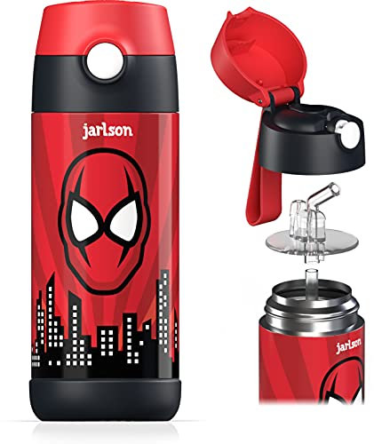 Jarlson - Gourde Enfant INOX - bouteille isotherme enfant 350 ml - Gourdes sans BPA - avec de la paille - pour l'école, les sports et la maternelle