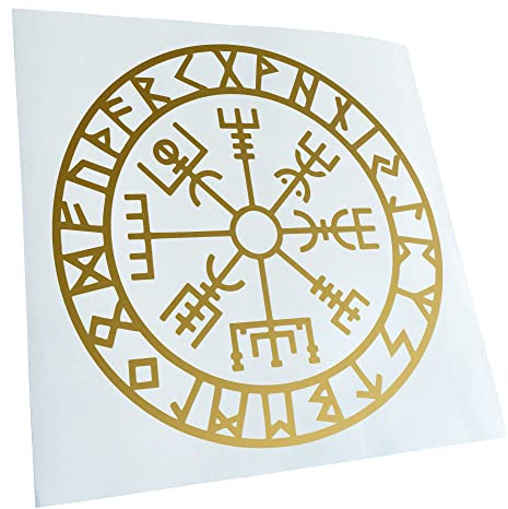 Kiwistar - Autoaufkleber - Wikingerkompass Runen - Gold - 10x10cm - Heckscheibe Auto Aufkleber wetterfest für Kfz LKW Mofa Truck - Sticker außen selbstklebend Tuning Zubehör für Fenster Fahrzeug