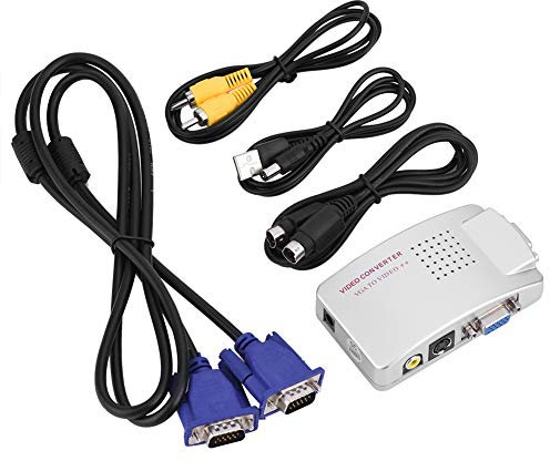 Zerone VGA to PC Converter Box S Video Converter VGA to TV AV Signal Adapter from PC Laptop to TV