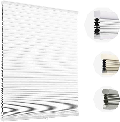 Flamax Farblich abgestimmte schnurlose Zellular-Schattierungen, Raumverdunkelung, zelluläre Schattierungen, energiesparende, schnurlose Wabenrollos, Geräuschreduzierung, Wabenrollos