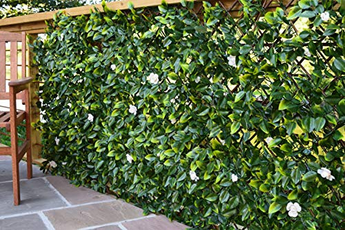 Instant Hedging Artificial Screening Fencing Trellis Privacy Screen Garden Expanding Willow With Summer flowers - 2M x 1M - Can Be Extended!