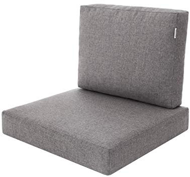 PillowPrim Kissen Set für Rattan/Korbsessel, Rückenlehne Sitz, Sitzkissen Outdoor Sitzpolster Gartenstuhl, Sitzauflage Rattan-Stuhl, 60x55x40 cm - Grau