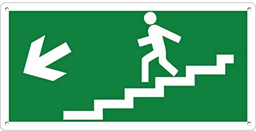 Salida de emergencia Scale | Cartel de seguridad de aluminio metal dibond 3 mm de espesor (Scale Freccia izquierda Exit)