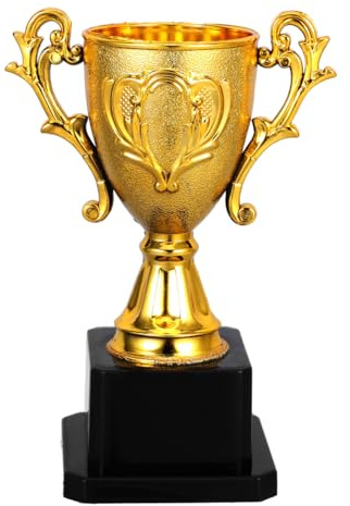 CLISPEED Trofeo a forma di coppa, trofeo da calcio dorato, in plastica, per festival di primavera, carnevale, sport, calcio, pallacanestro, rugby, competizioni vincenti (14,3 cm)