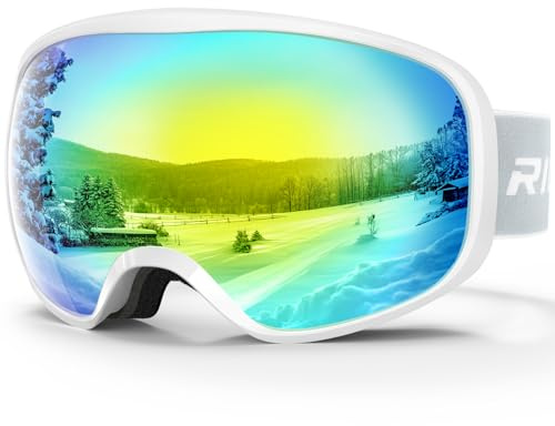 RIOROO Skidglasögon för barn – skidglasögon för barn, 3–14 år, kompatibla med OTG över hjälm för pojkar flickor, anti-dimma 100 % UV-skydd, antibländande skidglasögon, för skidåkning, snowboard och