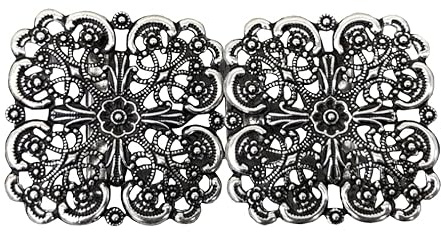 Hartmann-Knöpfe liebliche altsilber farbene eckig Trachten Schliesse Schürzen Verschluss Dirndl Schnalle Metall 70mmx35mm (1 Stück)
