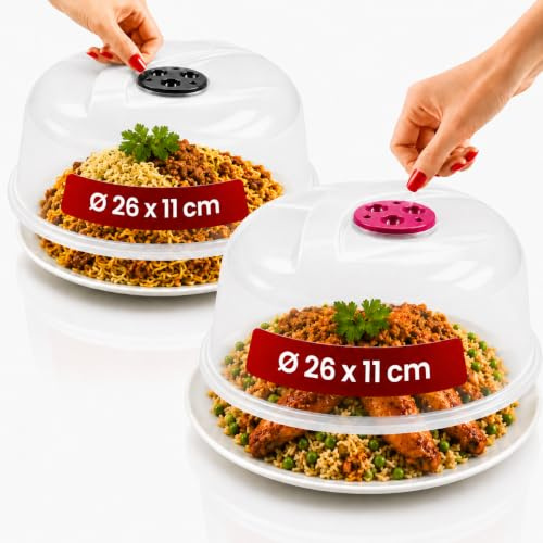 2x Mikrowellen Abdeckhaube Abdeckung Deckel Mikrowelle Haube mit extra Ventil - für alle gängigen Mikrowellen