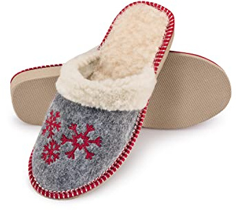 ESTRO Chausson Femme Hiver Chaud - Pantoufles Chaudes Chaussons Femme Feutre Pantoufle Hiver F04 (36, Rouge)