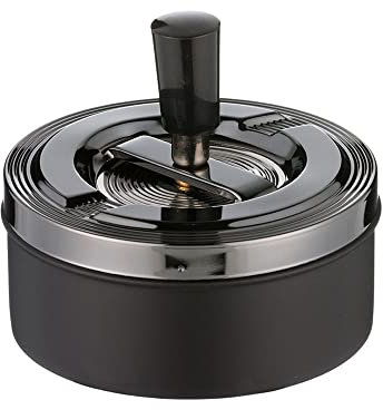 Angelo Schleuderaschenbecher/Drehascher schwarz/anthrazit-metallic, 11 cm