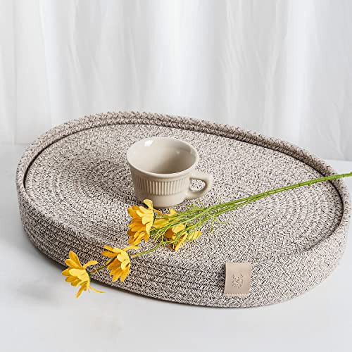 ART Pinecone Gewebte Baumwoll Oval Tischsets 6er-Set – 40,6 cm x 30,5 cm Warmes Taupe Mix Boho Farmhouse Tischsets, Waschbare Tischdeko für Küche & Zuhause