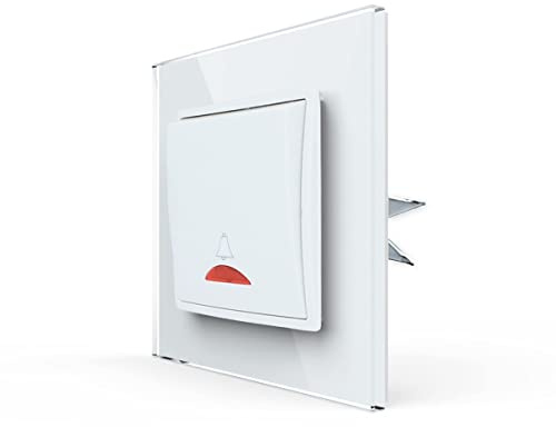 LINA Taster/Klingel Schalter Türklingel VDE UP weiß mit Beleuchtung Glasrahmen H1-D113M Komplettset UP Kippschalter 1-Fach Wippe