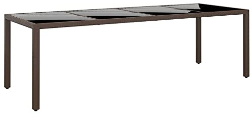 vidaXL Gartentisch mit Glasplatte Braun Poly Rattan