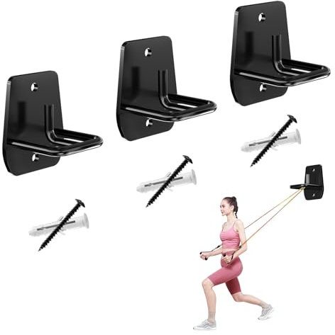 RCHYFEED Widerstandsband-Wandanker, Wandhalterung, 3 Stück, Heim-Fitness-Zubehör, Eisen, Schwarz, Modern