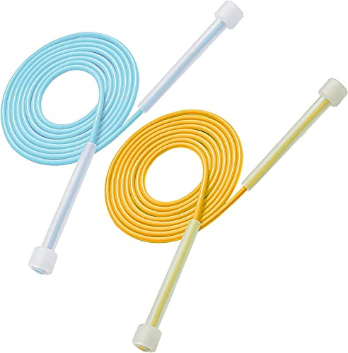 2 Pack Skipping Ropes Adjustable Speed Jump Rope Cross-fit Tangle Free Jumping Rope for Women Men Children Weight Loss Training Fitness MMA (Blue+Orange)