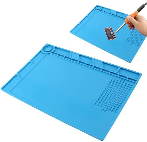 KARELLS Lötmatte Silikon 500℃, Hitzebeständige Magnetische Reparaturmatte, Soldering Mat für Elektronikreparaturen (35x25cm)