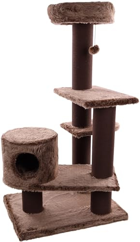 Flamingo Kratzbaum Khan – Braun, 137 cm | Stabiler & Gemütlicher Kratzbaum für Katzen!