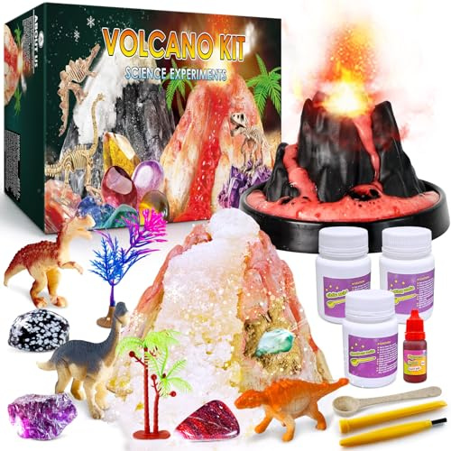 UNGLINGA Erupting Volcano Science Kit for Kids, Gemstone Dig Vulcano, Snow Eruption Volcano, Chemie Experiment Lab STEM Projects Scientific Toys Gift for Boys & Girls