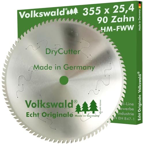 Volkswald ® HM-Sägeblatt DryCutter FWW 355x25,4 mm Z= 90 Kunststoff Aluminium Sandwich-Material Stahl Nicht rostender Stahl VA Edelstahl