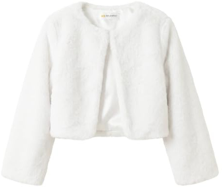 Bolerose Mädchen Kunstfell Bolero Jacke Winter | Satinfutter, Verdeckter Verschluss, Langarm, Taillenkurz, Leicht & Warm, Auch mit Glitzer, 3-10 Jahre