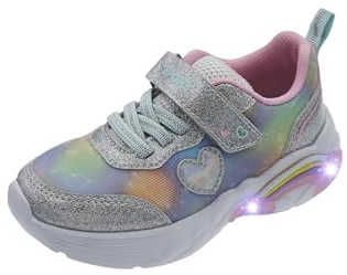 Chicco, Lätta skor för pojkar och flickor, sneakers med färgglada ljus i sulan, med elastiska snören och kardborreband, skor för flickor och pojkar, designade i Italien, Flerfärgad 2, 31 EU