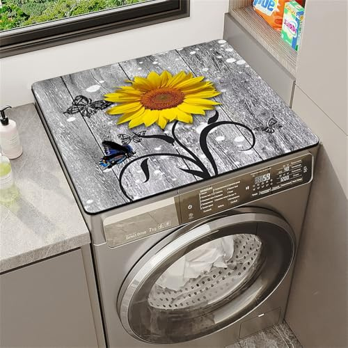 Highdi Housse de Protection pour Machine à Laver Top, Coussin de Machine à Laver Antidérapant Housse de Machine à Laver pour Machine à Laver Ou Sèche-Linge (Tournesols,60 * 60cm)