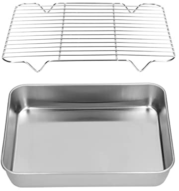 Petite rôtissoire avec grille, grille de cuisson antiadhésive pour la cuisson au four, grille-pain de remplacement pour la cuisson, plaque à rôtir pour la cuisson de dinde, de (26.5 * 20.5 * 5CM)