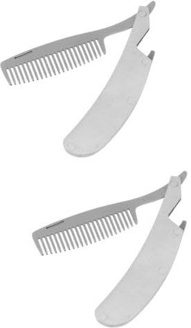 Beatifufu 2 Stk Klappkamm Haar Styling Bartformung Taschenbartkamm Haarstyling-werkzeuge Multifunktionaler Kamm Bartbürste Stylingkamm Für Männer Haarbürste Für Männer Kämme Rostfreier Stahl