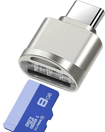 SD Card Reader, USB C Micro SD Card Reader with Keychain, Type C to Micro SD SDXC SDHC TF Memory Card Reader with USB C Micro OTG to USB 3.1 Adapter for Samsung Galaxy Laptops Phones and More (Silver)