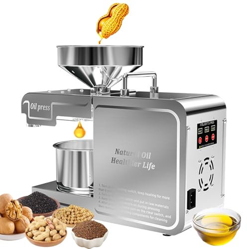 Pressa Per Olio Automatica, Macchina Per Pressatura Dell'Olio In Acciaio Inossidabile Da 3-5 Kg/H, Estrattore Di Olio Di Semi A Freddo E A Caldo Da 820 W, Per Cucina Domestica Commerciale