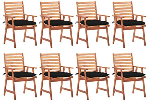 ShGaxin Garten-Essstühle 8 STK Gartenmöbel, Balkonstühle, Chair Outdoor, Balkonmöbel, Balkon Stuhl, Bistrostuhl, Balkon Möbel, Garten Stühle, Armlehnenstuhl, mit Kissen Massivholz Akazie