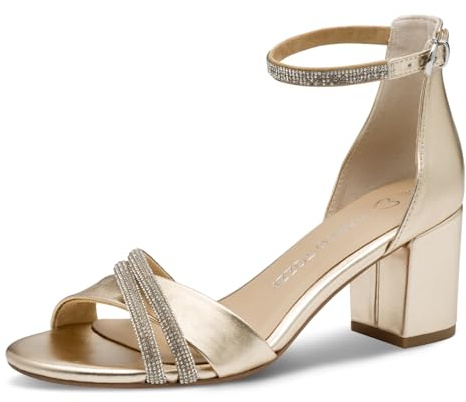 Marco Tozzi Damen Sandalen mit Absatz mit Riemen Blockabsatz, Gold (Gold), 39 EU