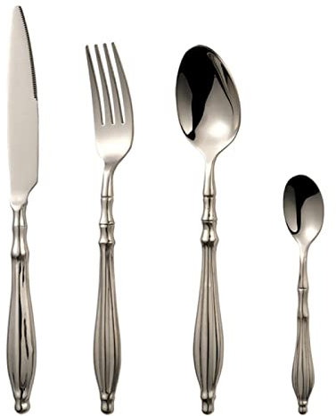 ZYLHGIKBAD Besteck-Sets Tischbesteck Vintage 18/10 Edelstahl Löffel und Gabel Set Besteck Geschirr Küchenset Essgeschirr Edelstahl