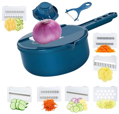 11-en-1 Rebanadora de Mandolina, Multifuncional Mandolina de Cocina Profesional, Cortador de Verdura Ralladores de Cocina, Cortador de Patatas Tomates Pepinos Queso Frutas, Mandolina Verduras.