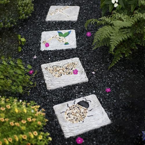 Trittsteine ​​für den Außenbereich, 4 Stück, Trittsteine ​​für den Garten, Pflastersteine, Garten-Trittsteine ​​für den Außenbereich, runde Trittsteine, dekorative Gartensteine, Gartendekor-Trittstein