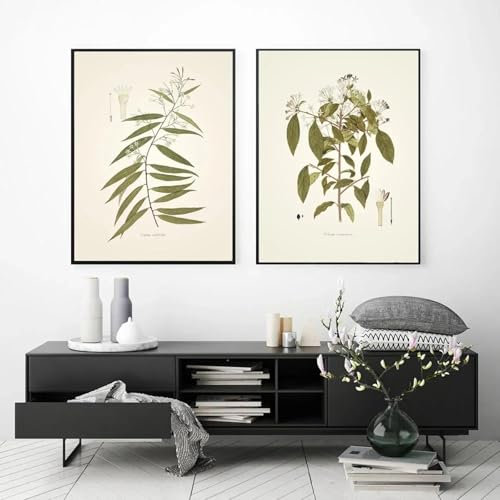 LTjiajuypd Hyazinthen-Wegerich-Pflanzenplakat, Vintage-Wandkunst, Leinwandmalerei, nordische Plakate und Drucke, Bilder für die Raumdekoration, 50 x 70 cm, 2 Stück, ohne Rahmen