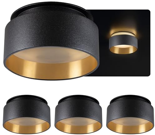 SSC-LUXon SUDARA Einbauspot 4er schwarz-gold indirekt für GU10 | Vier Design-Einbauspots schwarz-gold - doppelter Lichteffekt nach oben & unten, für GU10 oder Modul (ohne Leuchtmittel)