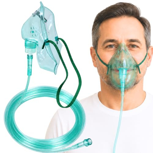 STAYPROTECH Maschera per ossigeno con tubo lungo 2,1 m, aumenta l'ossigeno e migliora l'ossigenoterapia, vestibilità comoda, cinturino regolabile e morbido materiale in PVC. Maschera per ossigeno per