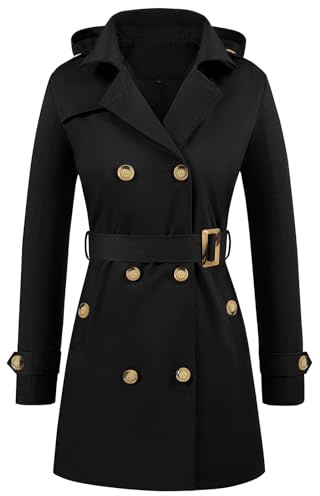 Tuopuda Trench da Donna a Doppiopetto Cappotto Lungo Giacca Leggero Classico Trench Impermeabile Antivento Trenchoat per la Primavera e L'autunno