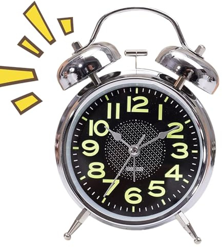 Generico Sveglia a Campana - Sveglia A Carica Manuale Luminosa Con Ticchettio Silenzioso Orologio Da Polso Retrò,Per Camera Da Letto, Comodino, Scrivania, Viaggio, Bambini E Anziani